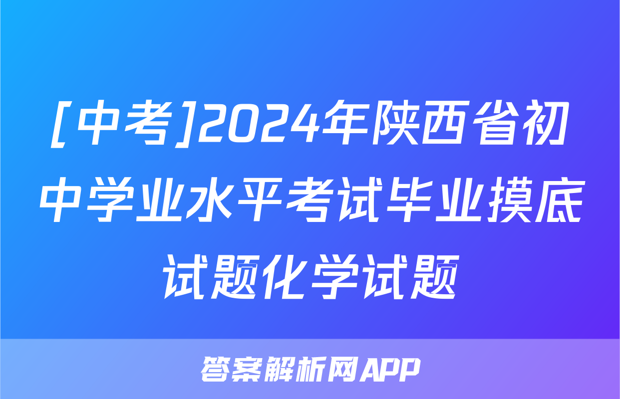 [中考]2024年陕西省初中学业水平考试毕业摸底试题化学试题