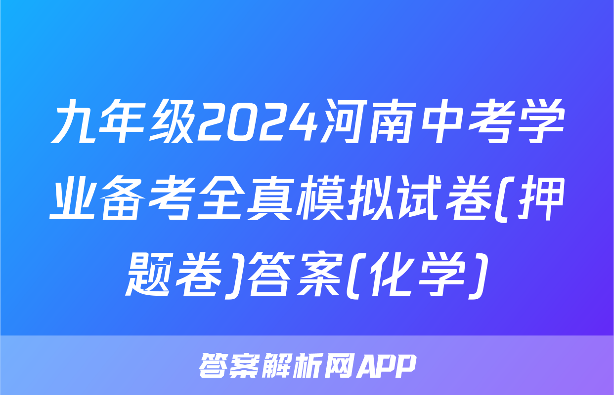 九年级2024河南中考学业备考全真模拟试卷(押题卷)答案(化学)