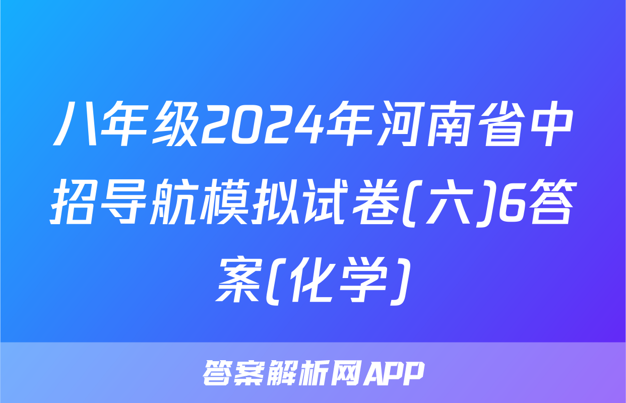 八年级2024年河南省中招导航模拟试卷(六)6答案(化学)