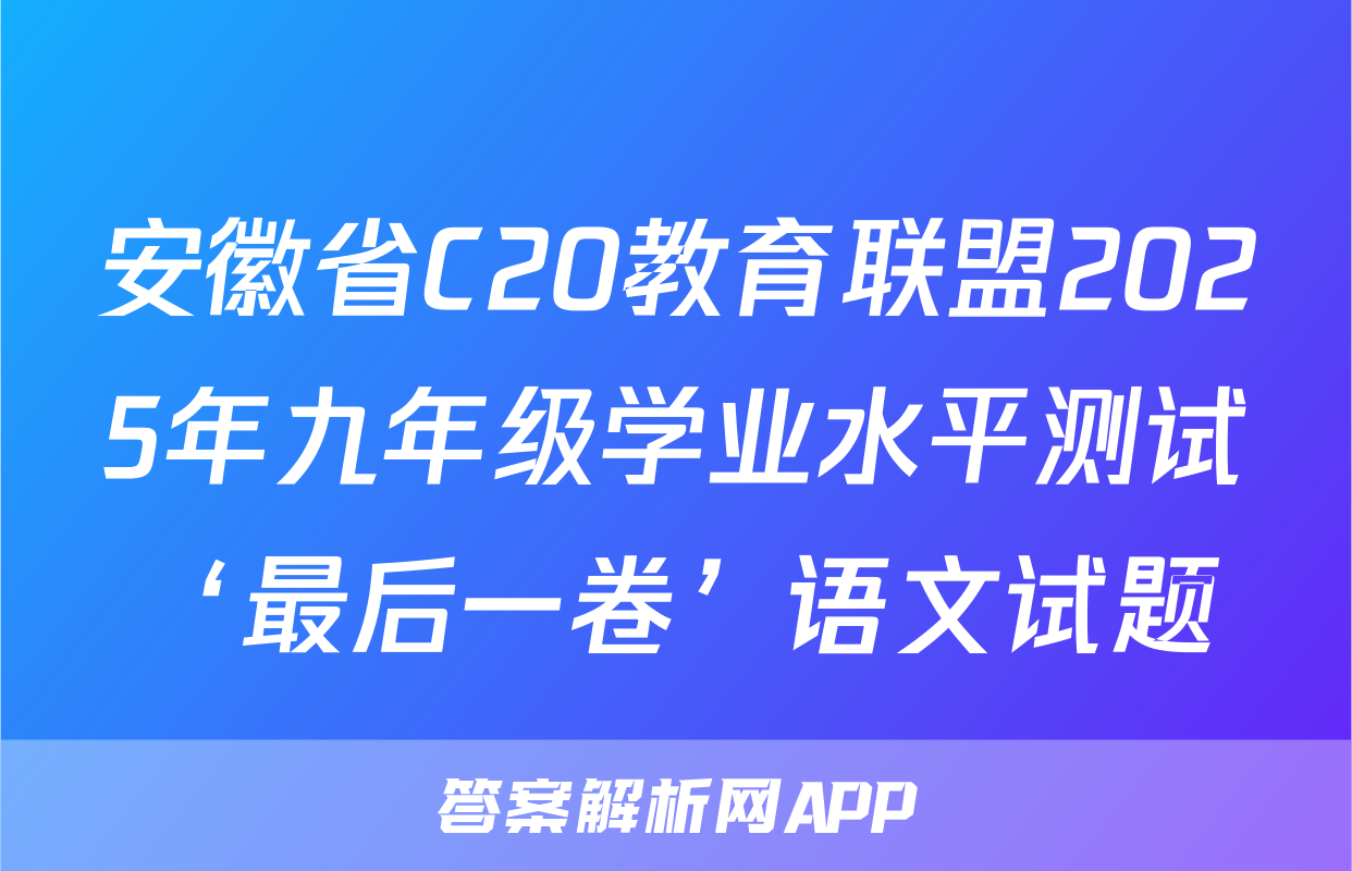 安徽省C20教育联盟2025年九年级学业水平测试‘最后一卷’语文试题