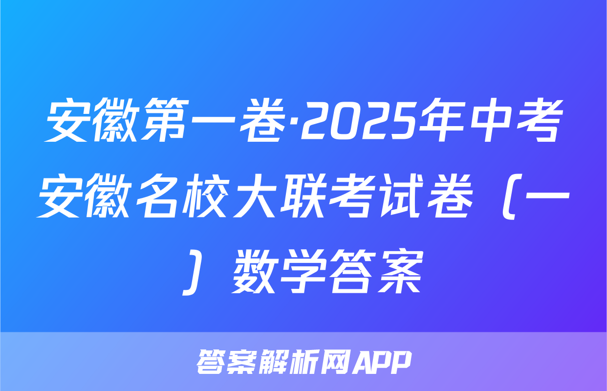 安徽第一卷·2025年中考安徽名校大联考试卷（一）数学答案