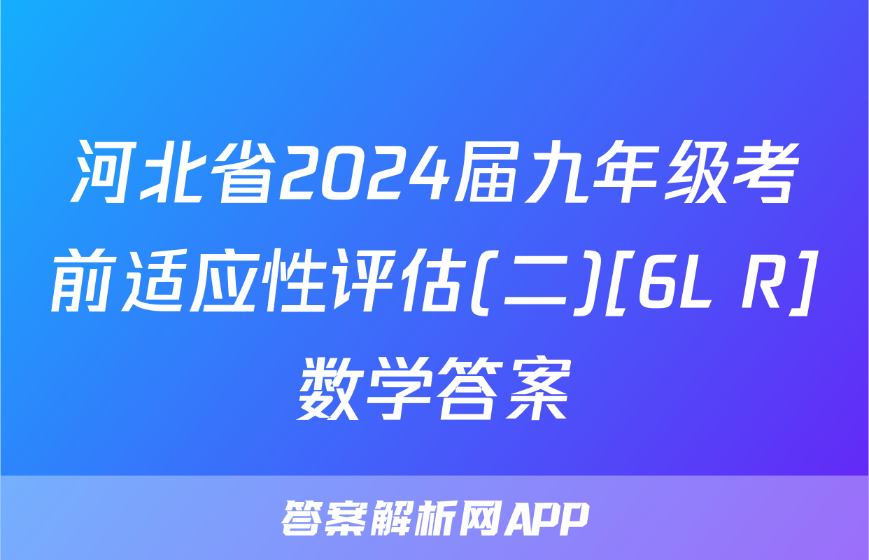 河北省2024届九年级考前适应性评估(二)[6L R]数学答案