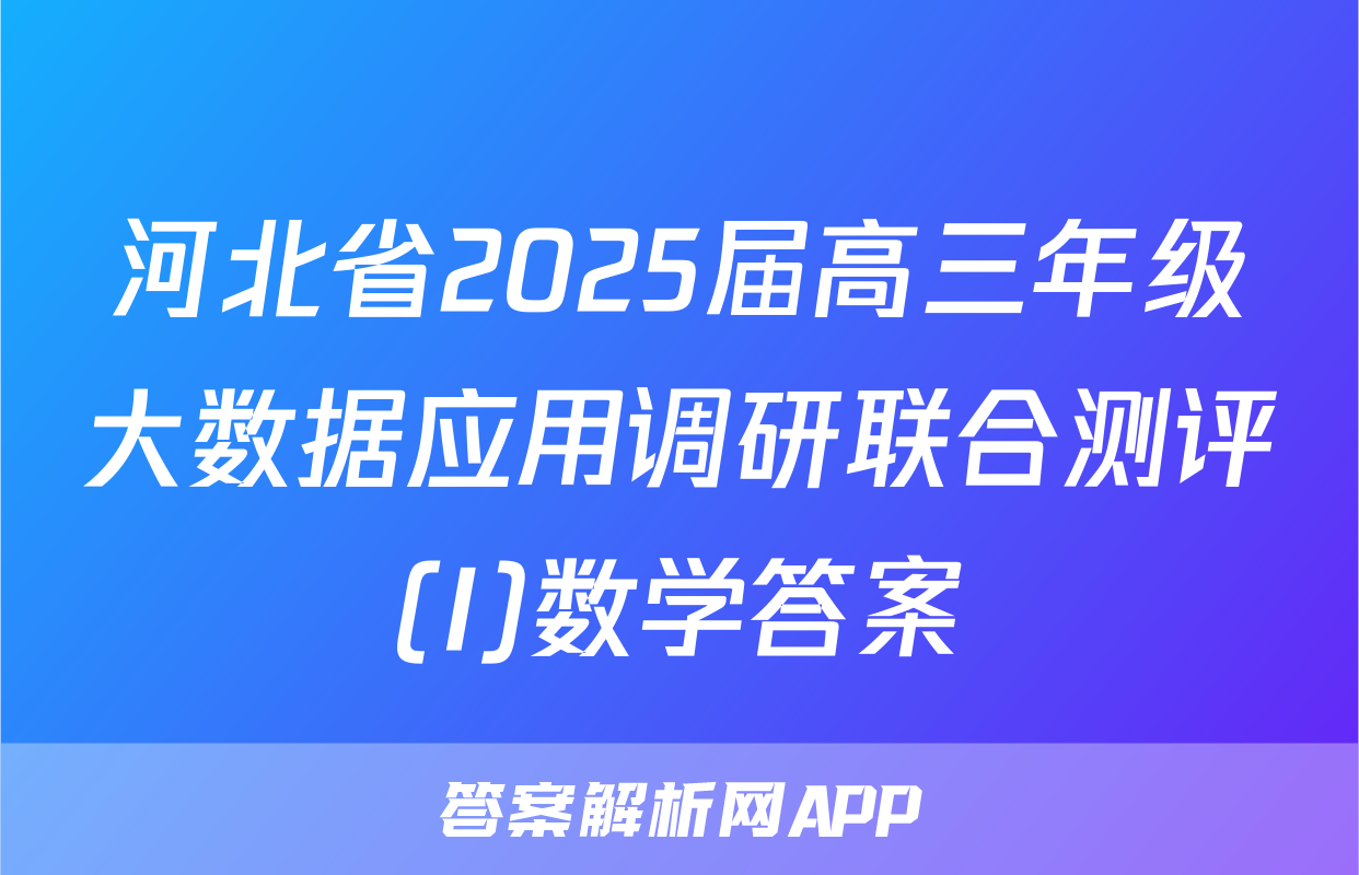 河北省2025届高三年级大数据应用调研联合测评(I)数学答案