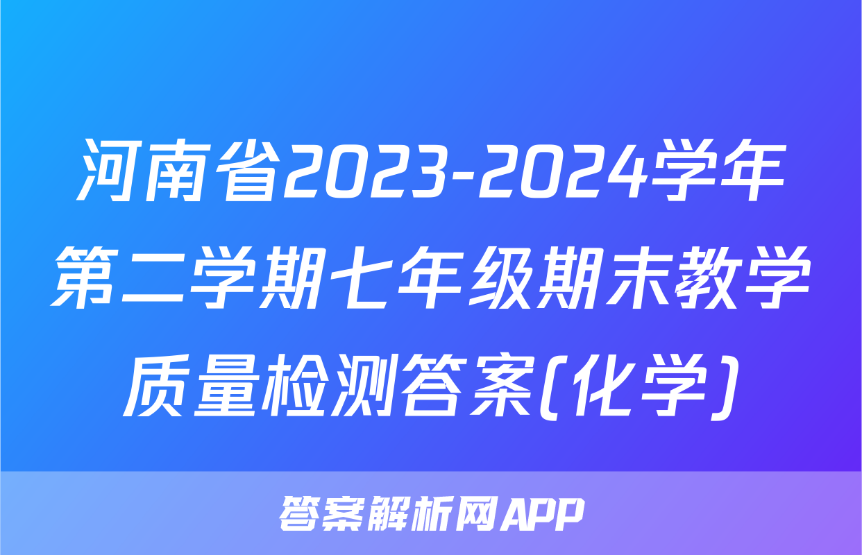河南省2023-2024学年第二学期七年级期末教学质量检测答案(化学)
