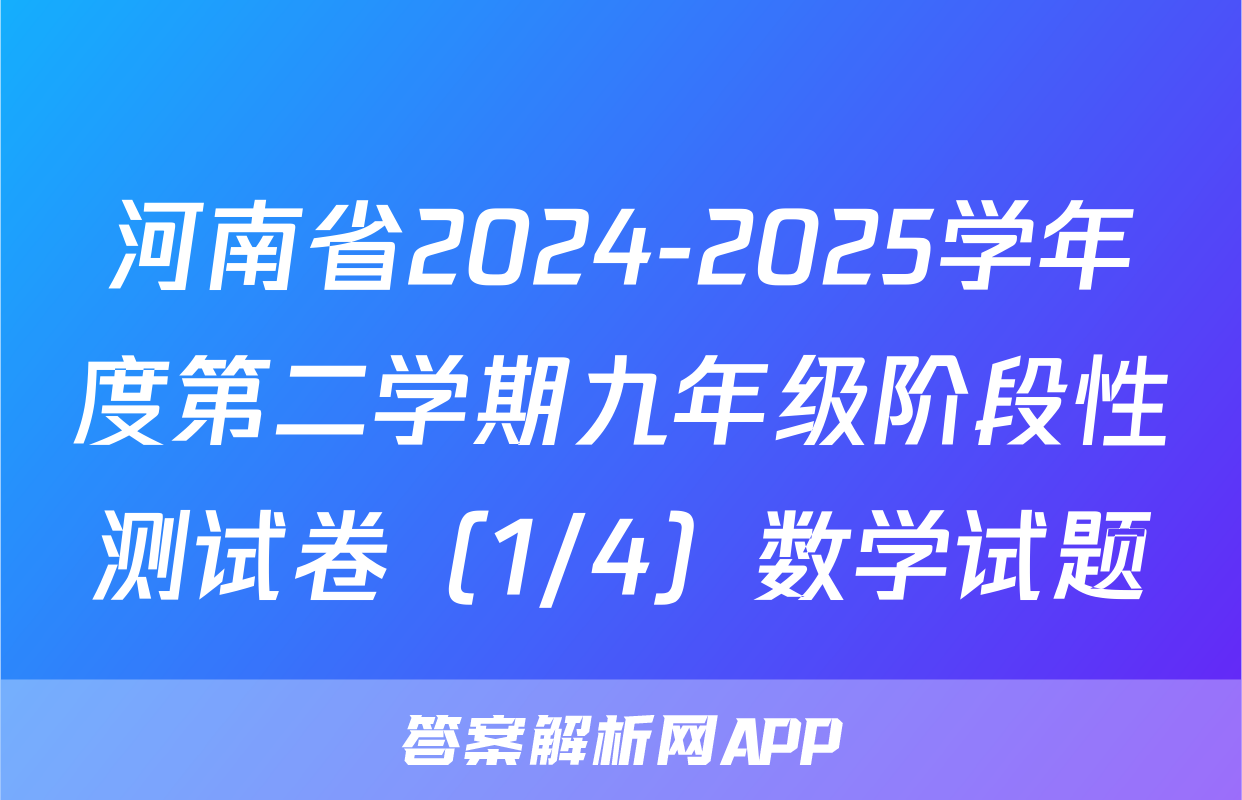 河南省2024-2025学年度第二学期九年级阶段性测试卷（1/4）数学试题
