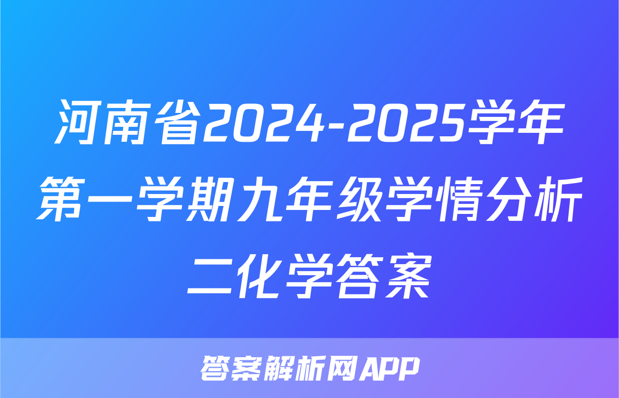 河南省2024-2025学年第一学期九年级学情分析二化学答案