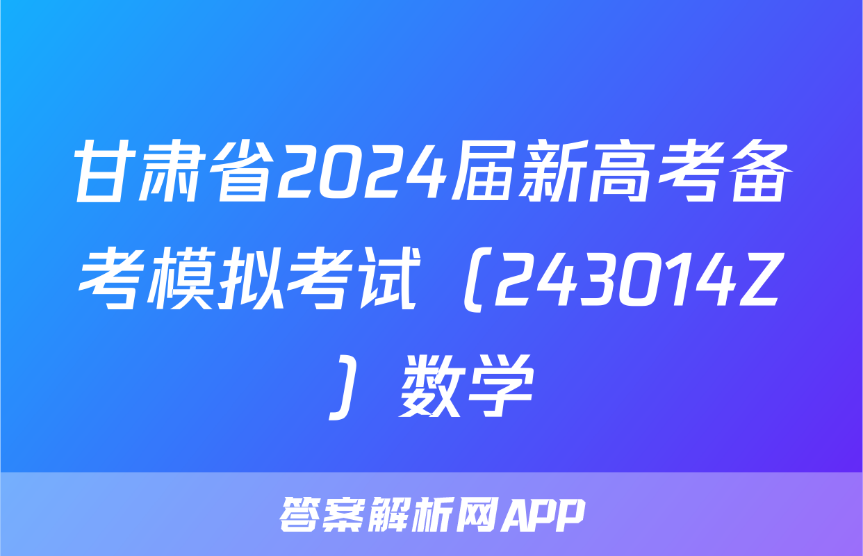 甘肃省2024届新高考备考模拟考试（243014Z）数学