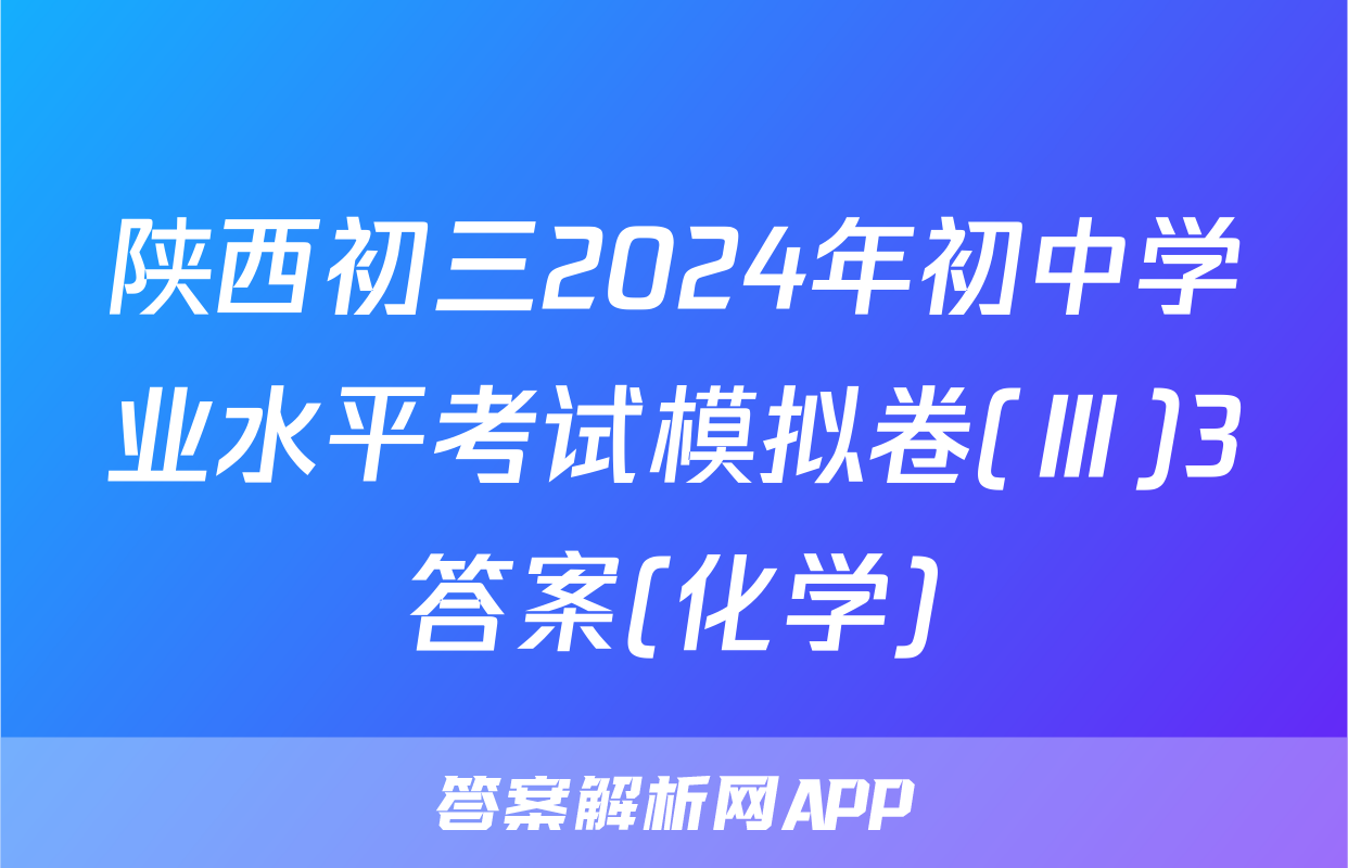 陕西初三2024年初中学业水平考试模拟卷(Ⅲ)3答案(化学)