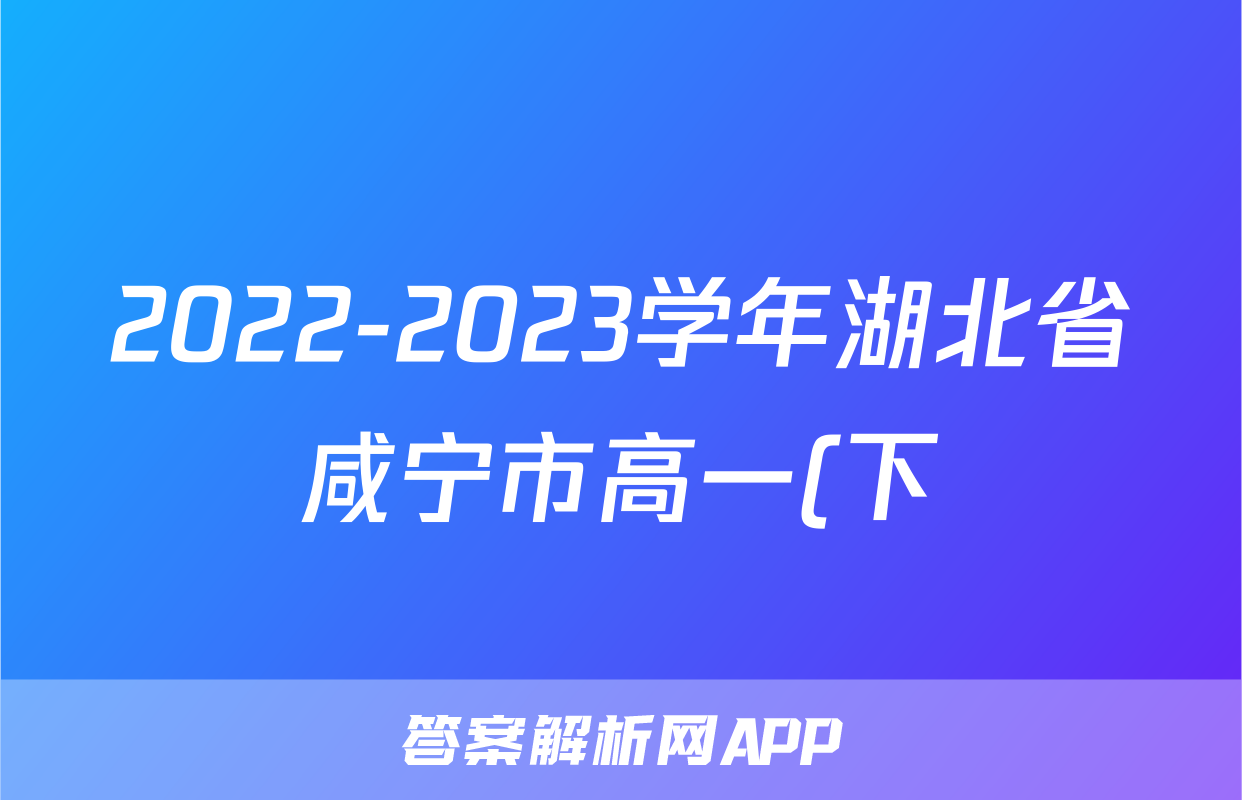 2022-2023学年湖北省咸宁市高一(下)期末历史试卷