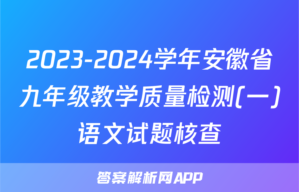 2023-2024学年安徽省九年级教学质量检测(一)语文试题核查