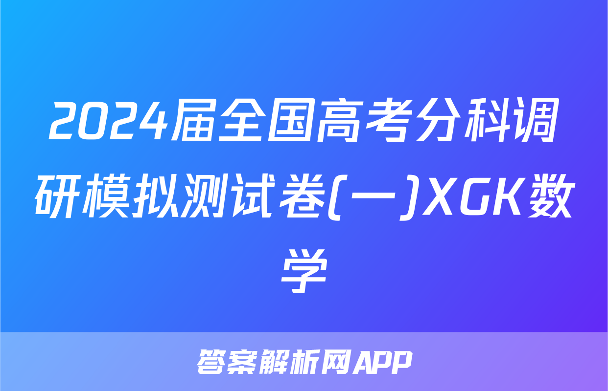 2024届全国高考分科调研模拟测试卷(一)XGK数学