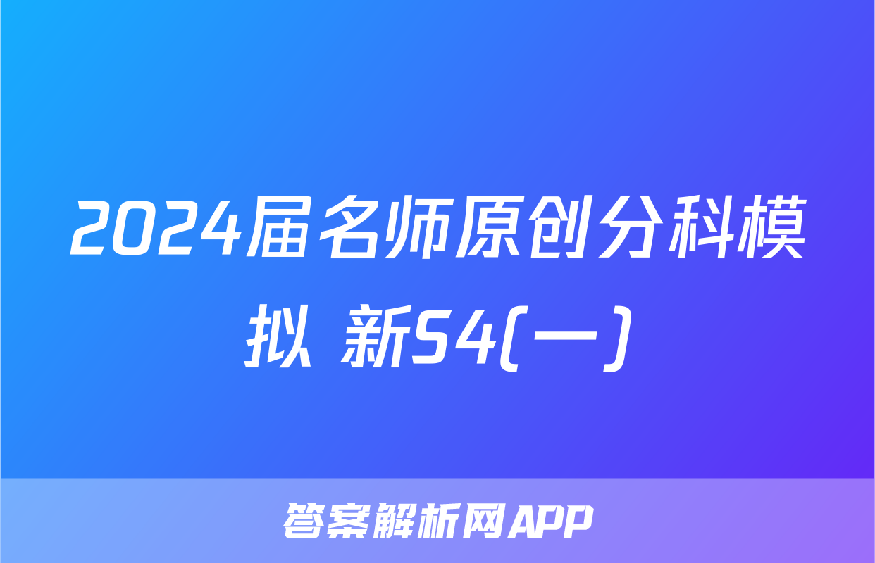 2024届名师原创分科模拟 新S4(一)&政治