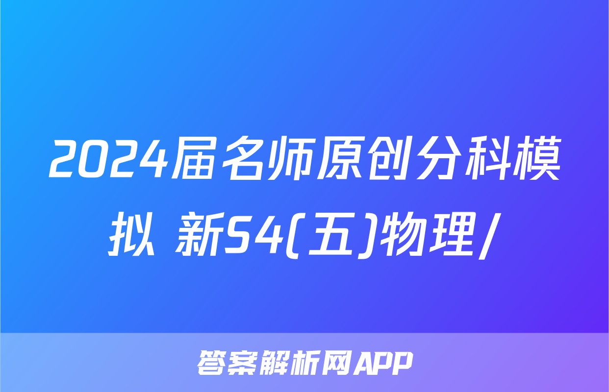 2024届名师原创分科模拟 新S4(五)物理/