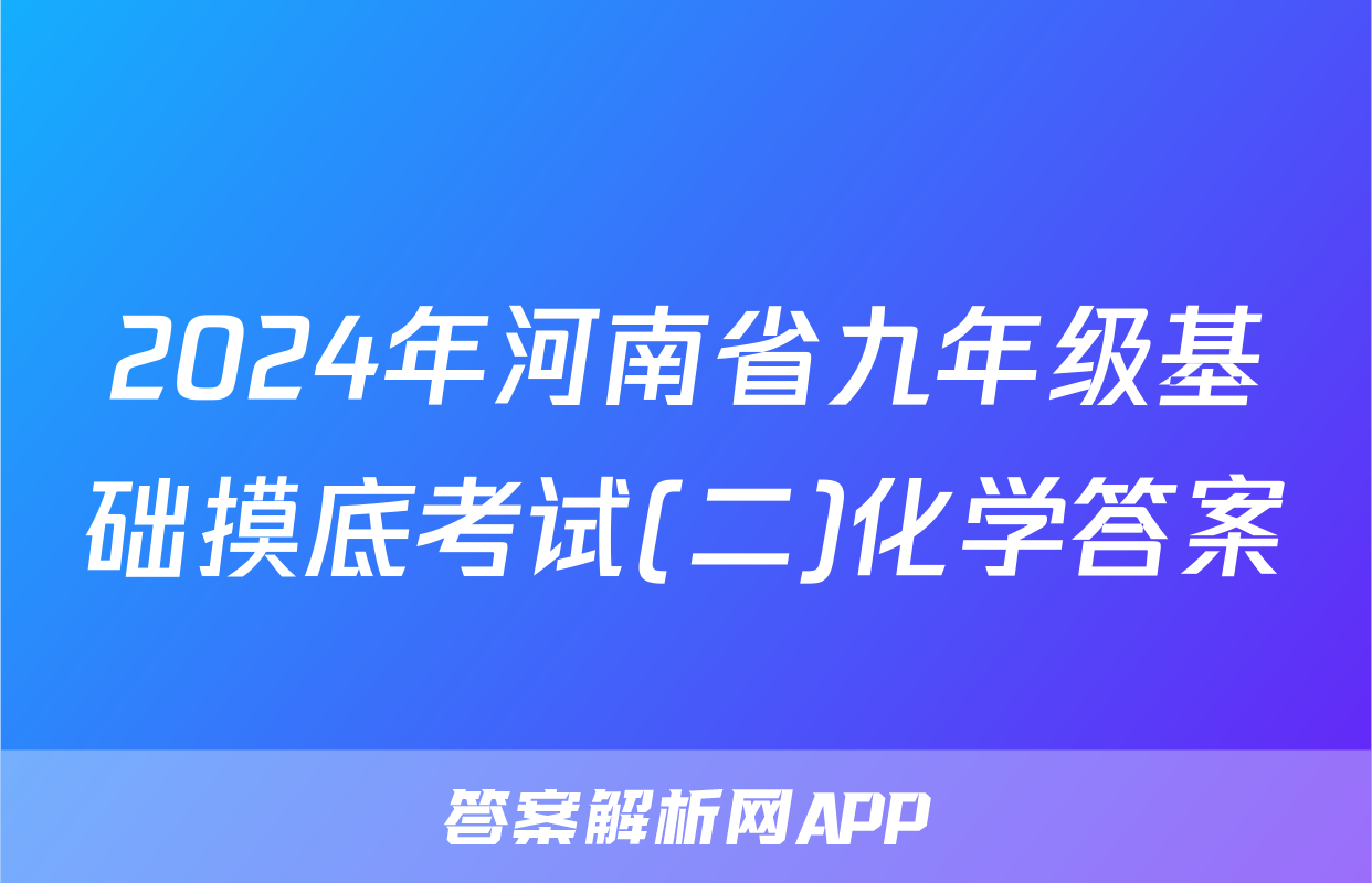2024年河南省九年级基础摸底考试(二)化学答案