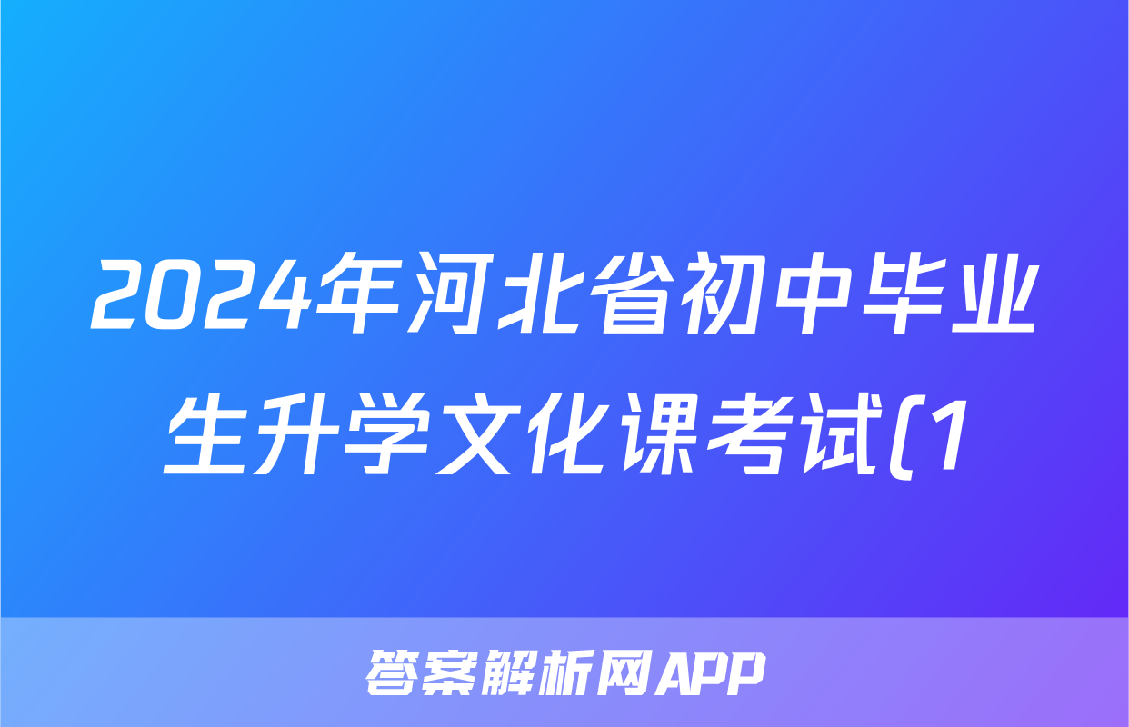 2024年河北省初中毕业生升学文化课考试(1)数学答案