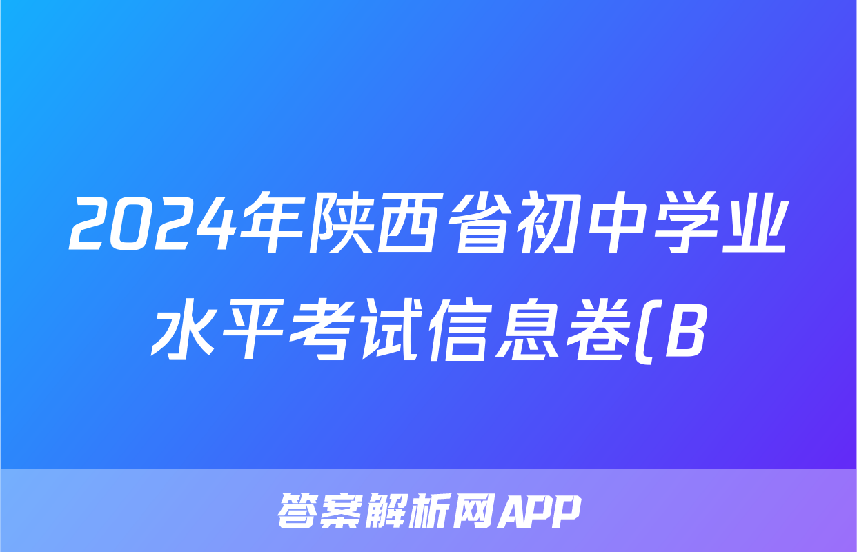 2024年陕西省初中学业水平考试信息卷(B)试题(数学)