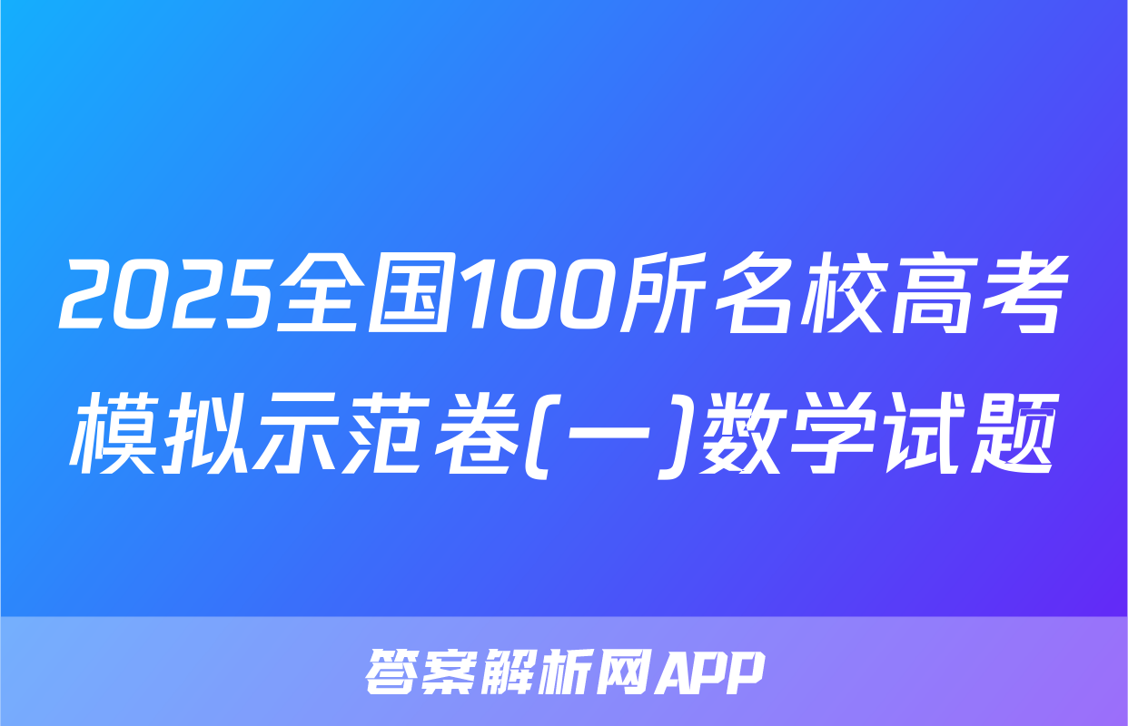 2025全国100所名校高考模拟示范卷(一)数学试题