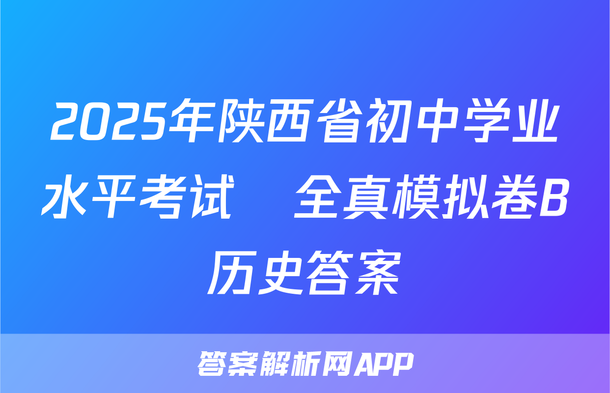 2025年陕西省初中学业水平考试•全真模拟卷B历史答案
