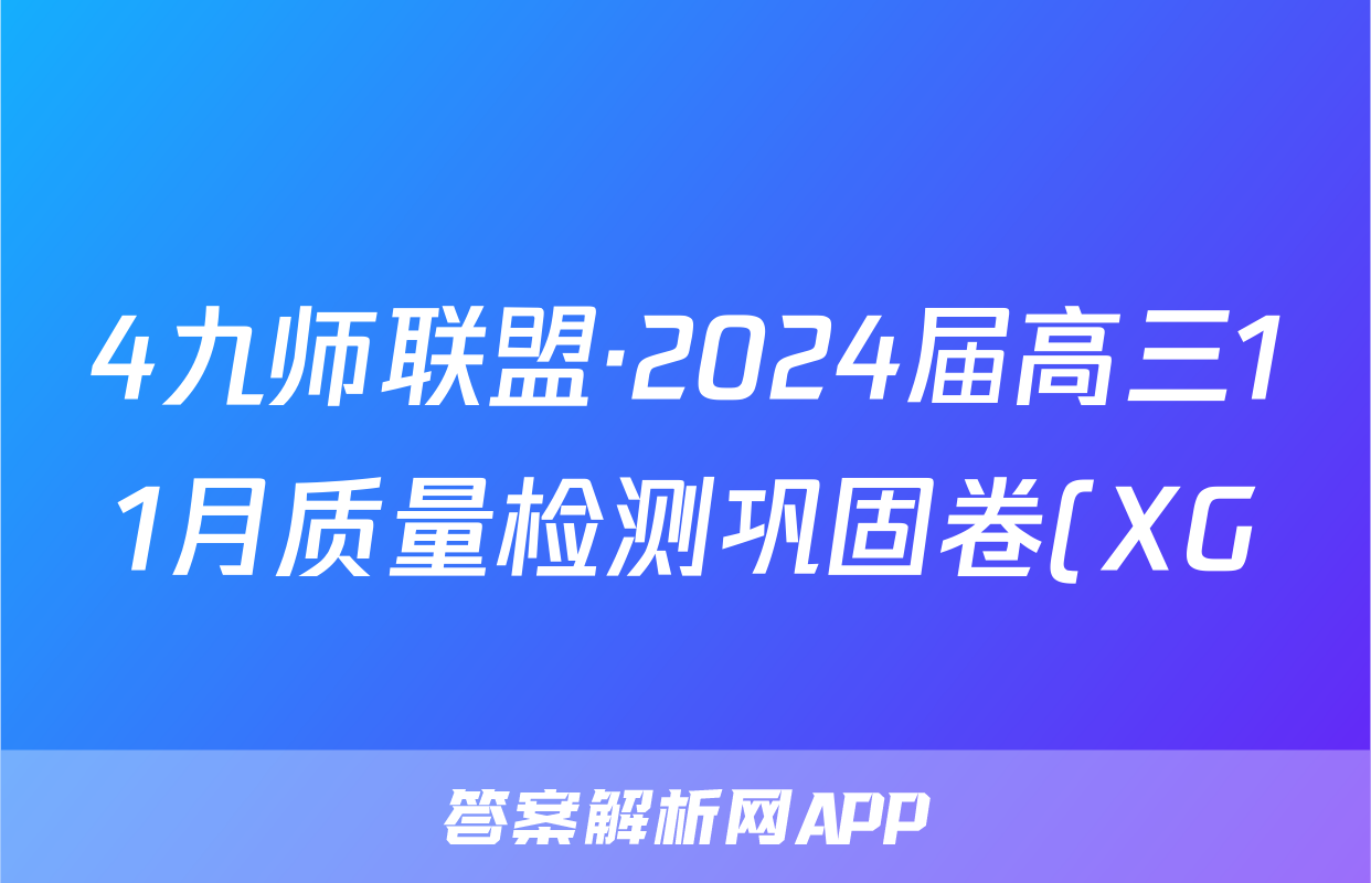 4九师联盟·2024届高三11月质量检测巩固卷(XG)化学试卷答案