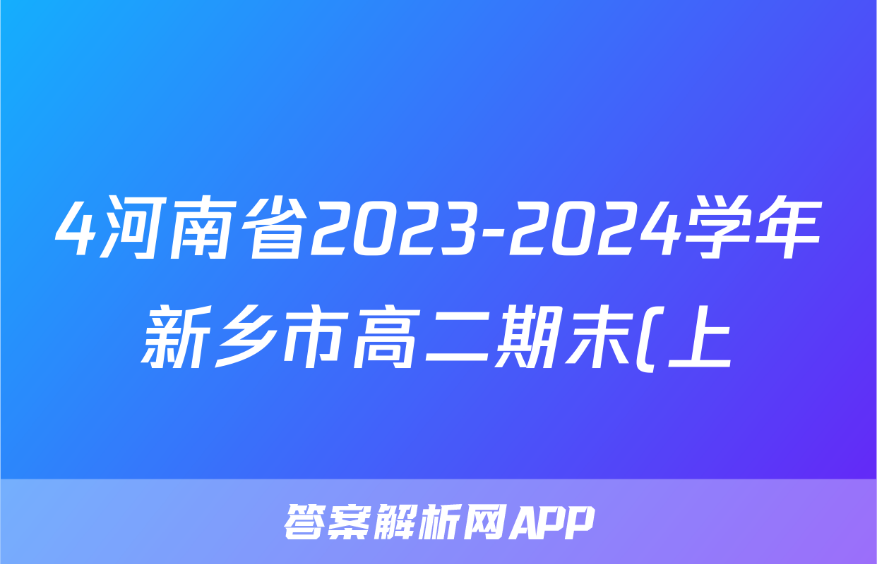 4河南省2023-2024学年新乡市高二期末(上)测试(24-306B)化学试卷答案