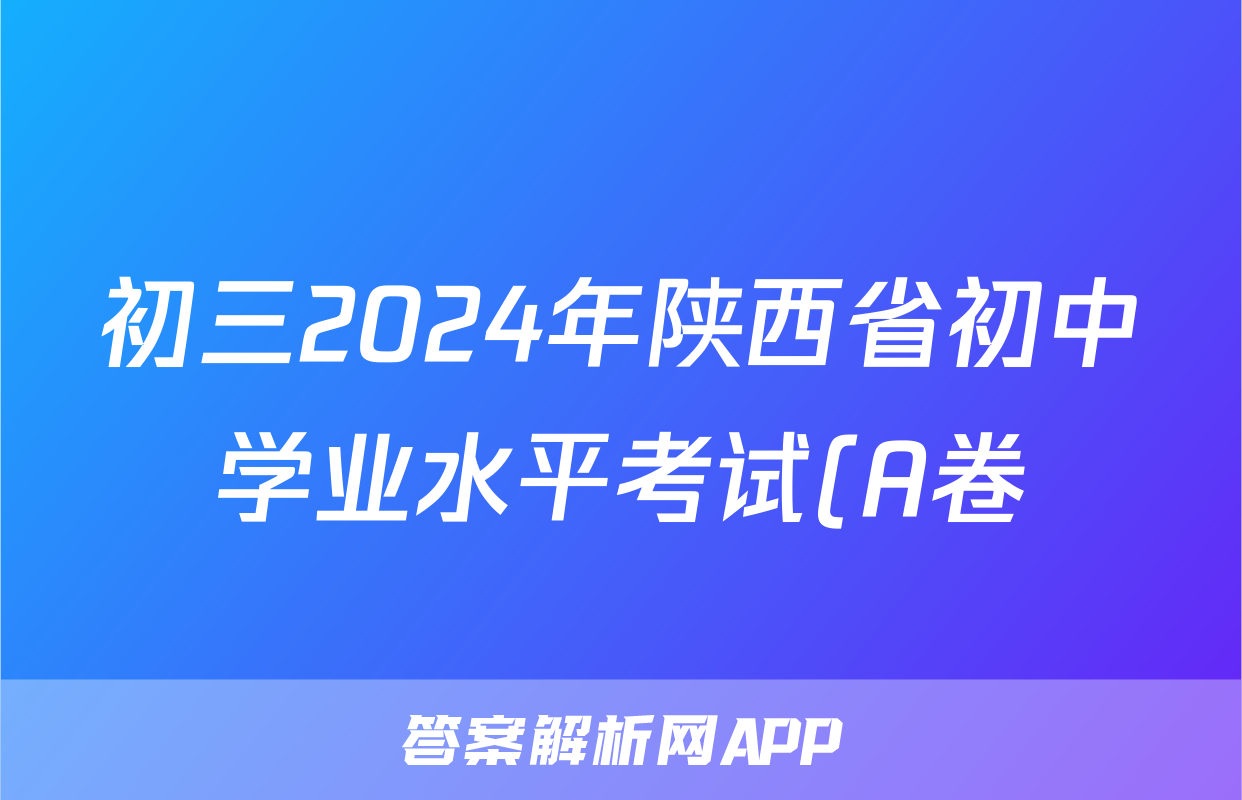 初三2024年陕西省初中学业水平考试(A卷)试题(英语)