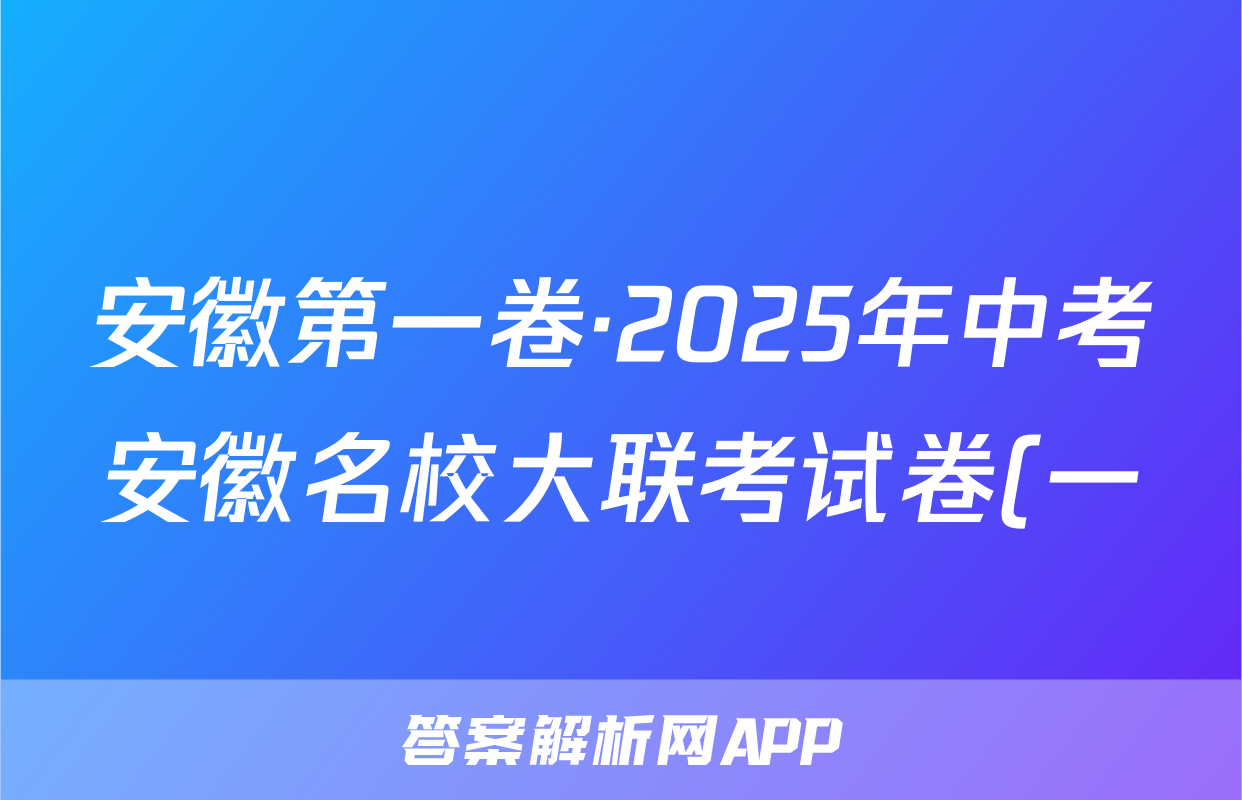安徽第一卷·2025年中考安徽名校大联考试卷(一)数学答案