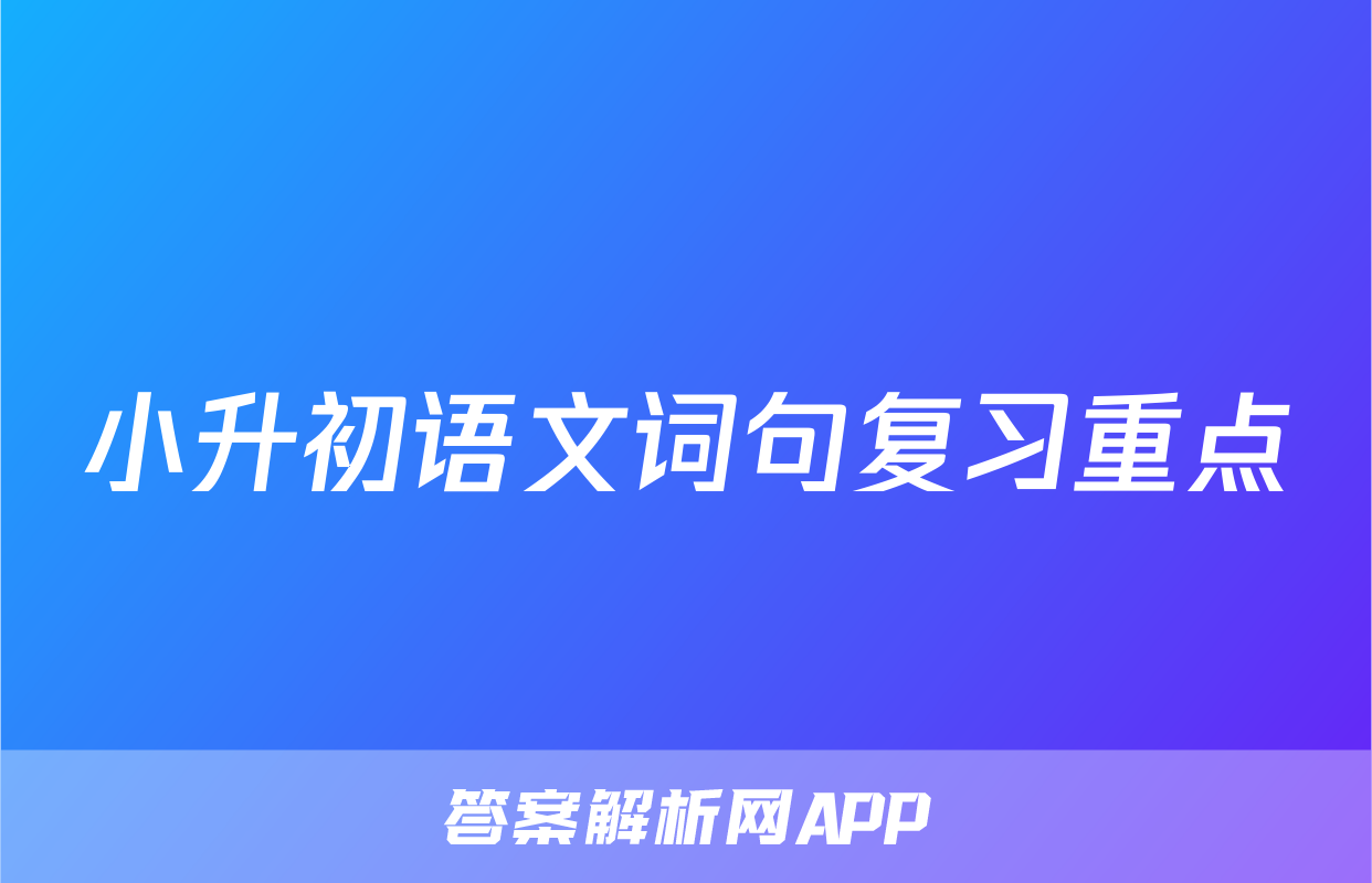 小升初语文词句复习重点