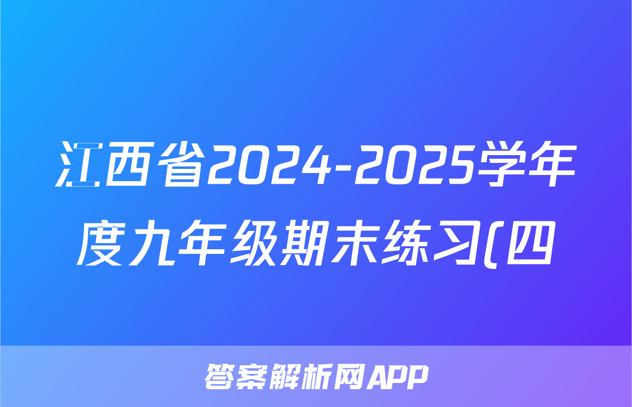 江西省2024-2025学年度九年级期末练习(四)政治答案