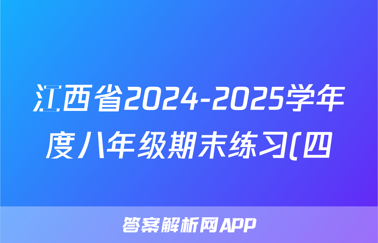 江西省2024-2025学年度八年级期末练习(四)物理试题