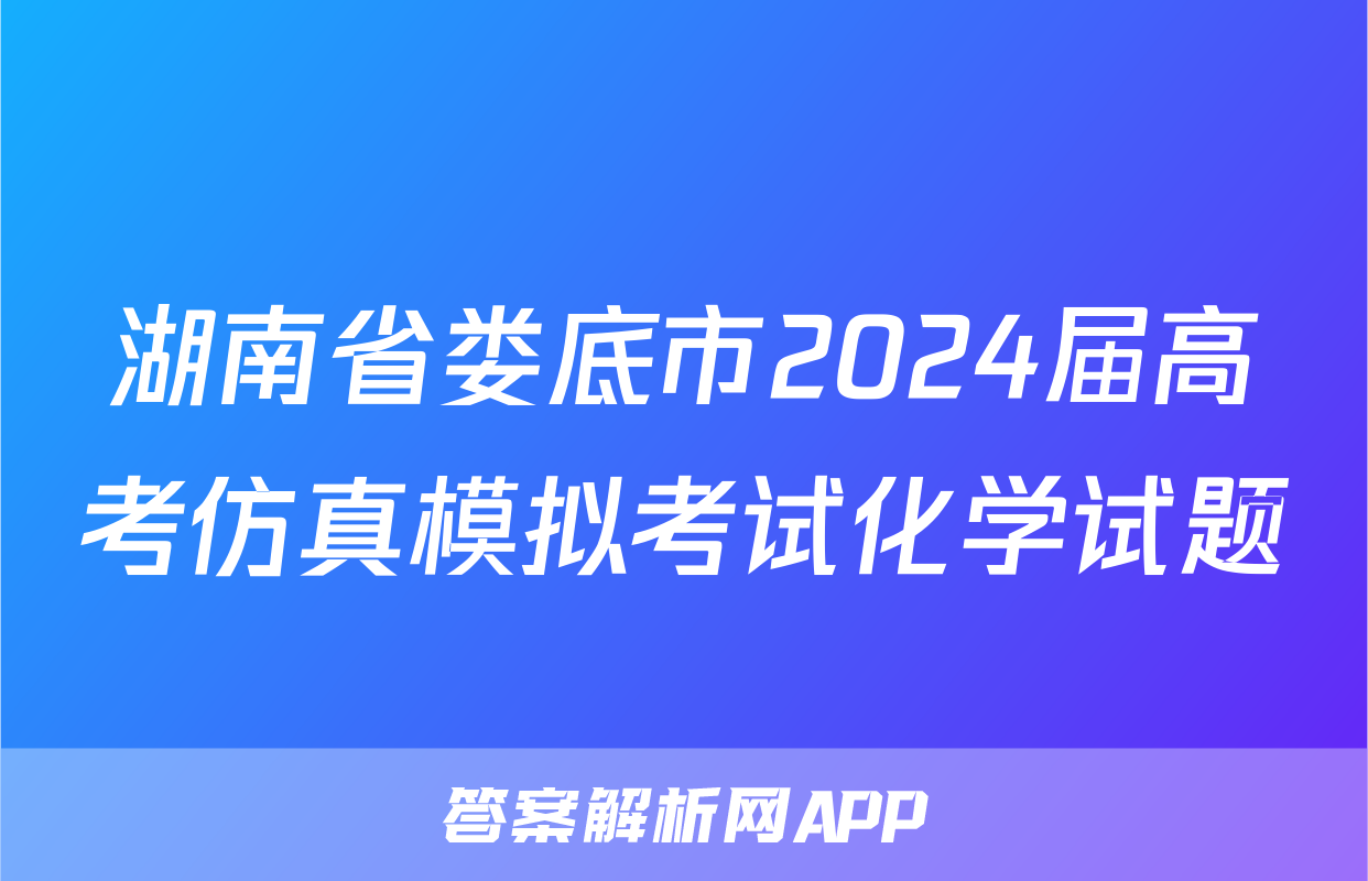 湖南省娄底市2024届高考仿真模拟考试化学试题